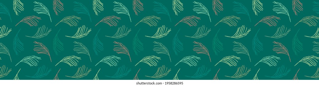 Green leaf pattern seamless. Floral background with palm leaves ornament. Vector seamless pattern design. Floral graphics concept for tropical spa, beauty studio banner, botanical textile backdrop.