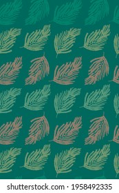 Green leaf pattern seamless. Floral background with palm leaves ornament. Vector seamless pattern design. Floral graphics concept for tropical spa, beauty studio banner, botanical textile backdrop.