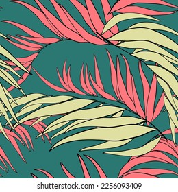 Green leaf pattern texture abstract background. Green tropical leaves.