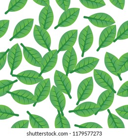 Green Leaf Pattern.leaf background. For display wallpaper, fabric, textile, Cloth design. hand drawn