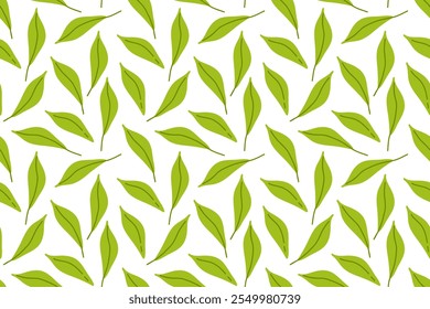 Green leaf patterns on a white background showcasing natural elements and design aesthetics