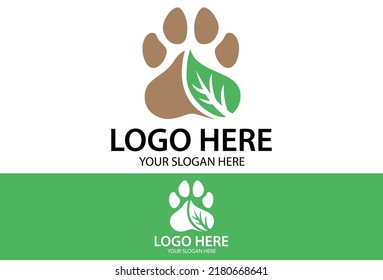 Green leaf paw logo design concept