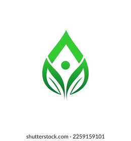 grünes Blatt und Logo für Menschen