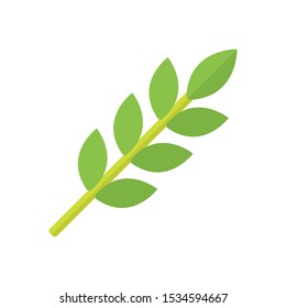 green leaf plant icon in flat style isolated. Vector Symbol illustration.