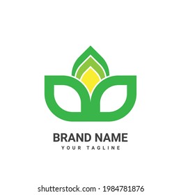 green leaf plant logo and green fire.