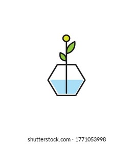Planta de hoja verde en la olla, ilustración del icono vector aislado en fondo blanco.