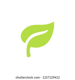 Green leaf plants icon or logo. Ecology purity and nature.