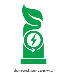 Green leaf with plug electric icon. Ev Green hybrid vehicles charging point Vector illustration