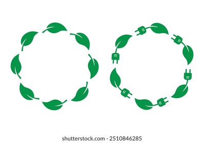 Green leaf with plug frame energy concept banner