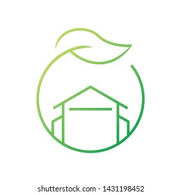 Green leaf with power cable logo template vector icon design