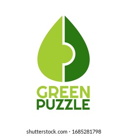 green leaf puzzle jigsaw logo concept design illustration