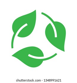 Green leaf recycle. Stroke outline style. Vector. Isolate on white background.
