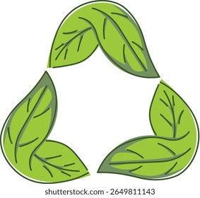 Green leaf recycling ecology symbol design isolated on white background.