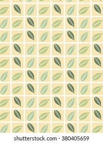 Green leaf repeating pattern over tan background