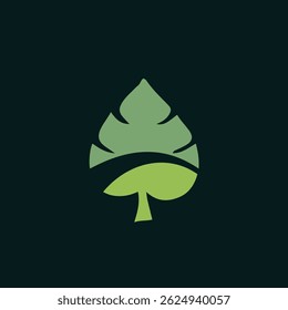 Grünes Blatt mit Straßenlogo, umweltfreundlichem Reisedesign, Naturreise