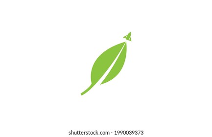 green leaf with rocket up logo symbol vector icon illustration graphic design