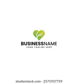 Green Leaf Roots Heart Logo