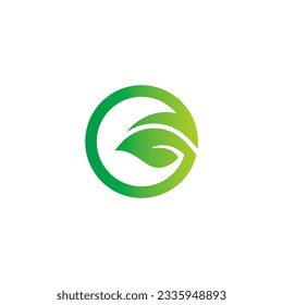 Green leaf round eco logo vector image
