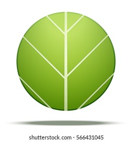 Green Leaf Round Icons Nature and bio label. Vector Illustration isolated on white background.