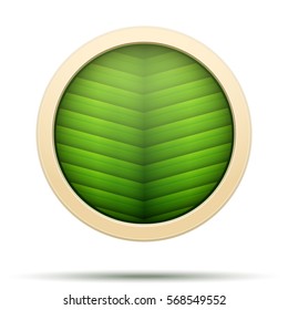 Green Leaf Round Icons Nature and bio label. Vector Illustration isolated on white background.