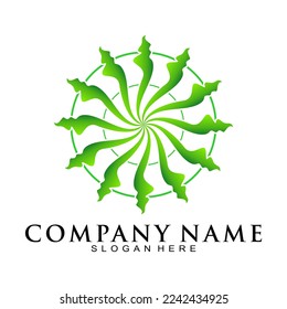 Green leaf round vector logo