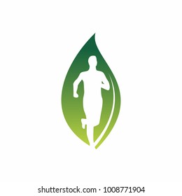 green leaf running man logo