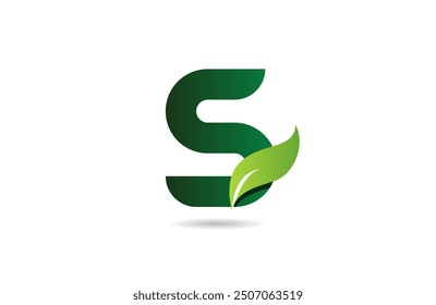 green leaf S letter alphabet logo icon design suitable for a green or vegan vegetarian concept