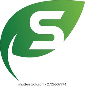 Green leaf S logo design. S logo design.
