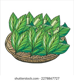 ensalada de hojas verdes en un recipiente marrón