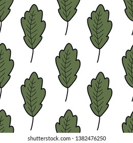 green leaf seamless doodle pattern