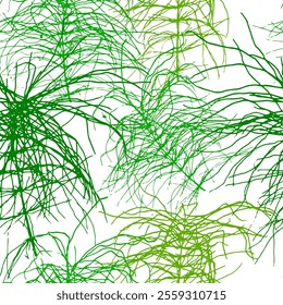 Green leaf seamless pattern. Botanical background with green twigs. hand drawing. Not AI Vector illustration.