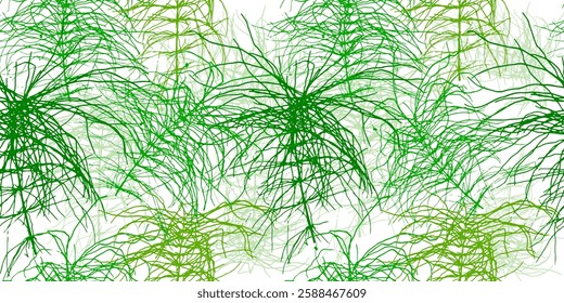 Green leaf seamless pattern. Botanical background with green twigs. hand drawing. Not AI Vector illustration.