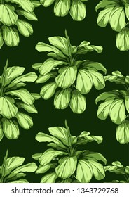 Green leaf seamless pattern, textile fashion, vector illustration file.