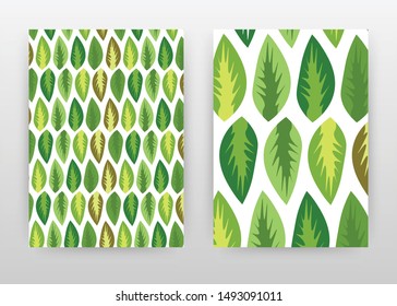 Green leaf seamless texture design for annual report, brochure, flyer, poster. Green leaves seamless texture background vector illustration for flyer, leaflet, poster. Abstract A4 brochure template.