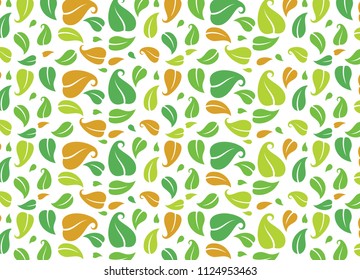 Green Leaf seamless vector pattern in eco green color in original hand drawn style. Ready to use vegetarian template best for wallpapers, greetings, cards, all kind of media. Vegan style ornament