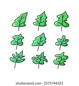 green leaf set design, green leaf icon