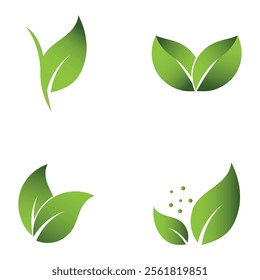 Green Leaf Set Logo Grapich Images 