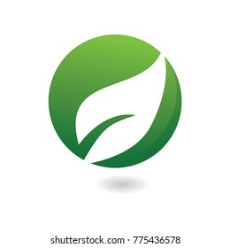 green leaf shape logo 