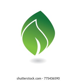 green leaf shape logo 