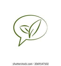 green leaf shaped text box vector 