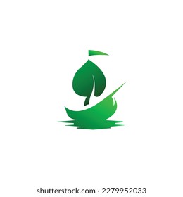 Green leaf ship vector logo