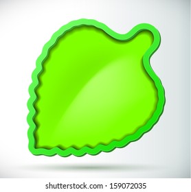 Green leaf sign with border and shadow