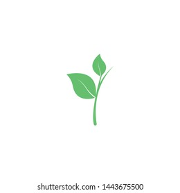 green leaf simple icon logo vector