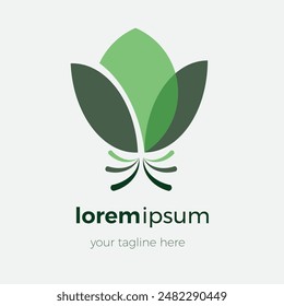 Green leaf simple logo, nature and care