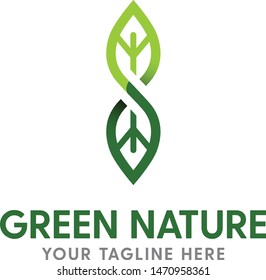 Green leaf simple modern icon logo design vector
