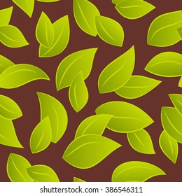 Green leaf simple seamless ornament. Pretty line and gradient pattern. Vector illustration.