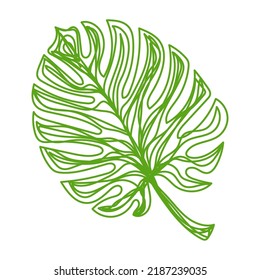 Green leaf sketch. Hand drawn vector illustration. Pen or marker doodle plant