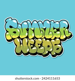 Slogan de la hoja verde, burbuja de graffiti en forma de diseño impreso de camisetas