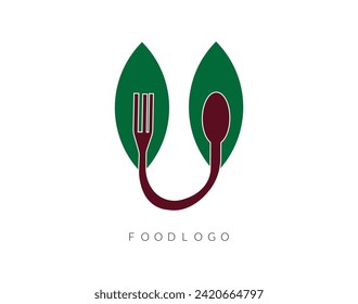 Green leaf with a spon modern logo design.