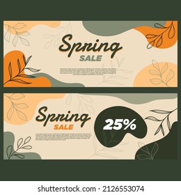 green leaf spring banner background 
